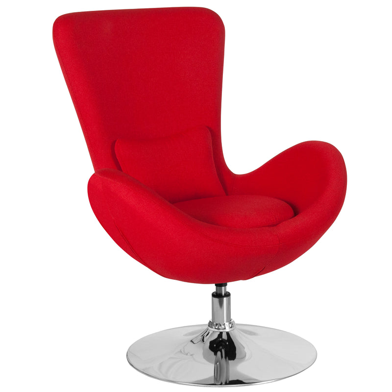 Egg Series Red Fabric Side Reception Chair