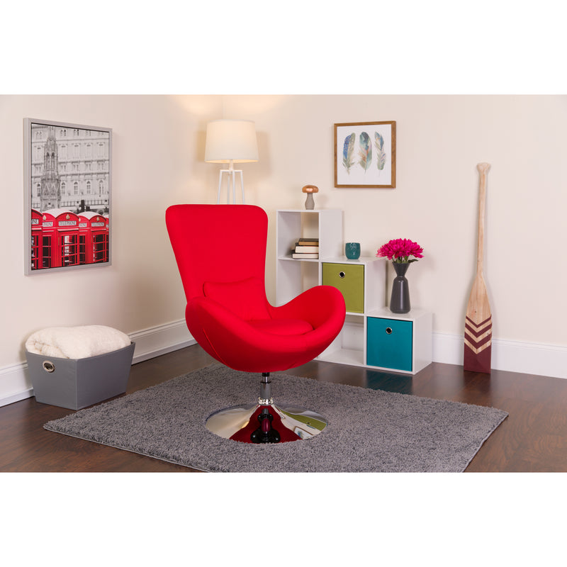 Egg Series Red Fabric Side Reception Chair