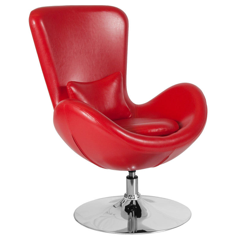 Egg Series Red LeatherSoft Side Reception Chair