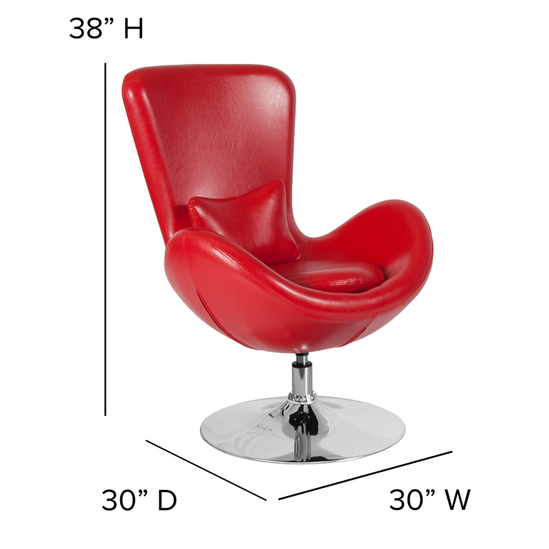 Egg Series Red LeatherSoft Side Reception Chair