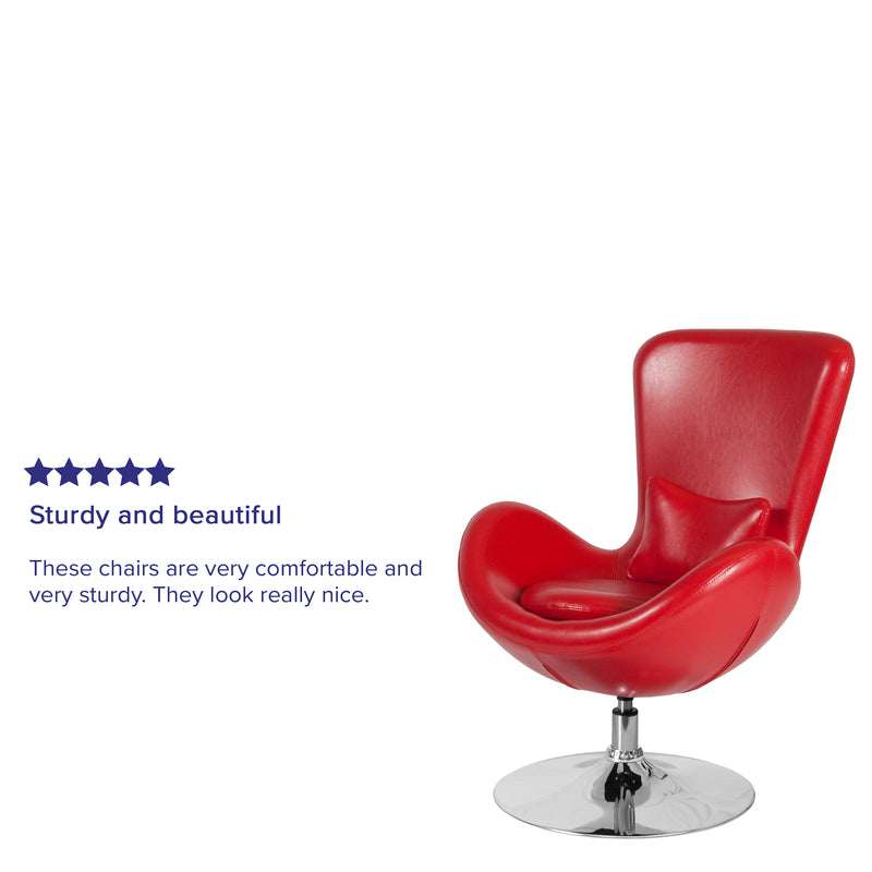 Egg Series Red LeatherSoft Side Reception Chair