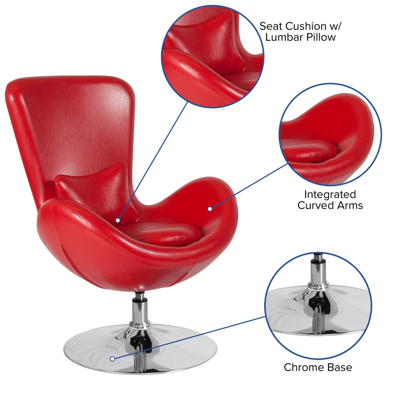 Egg Series Red LeatherSoft Side Reception Chair