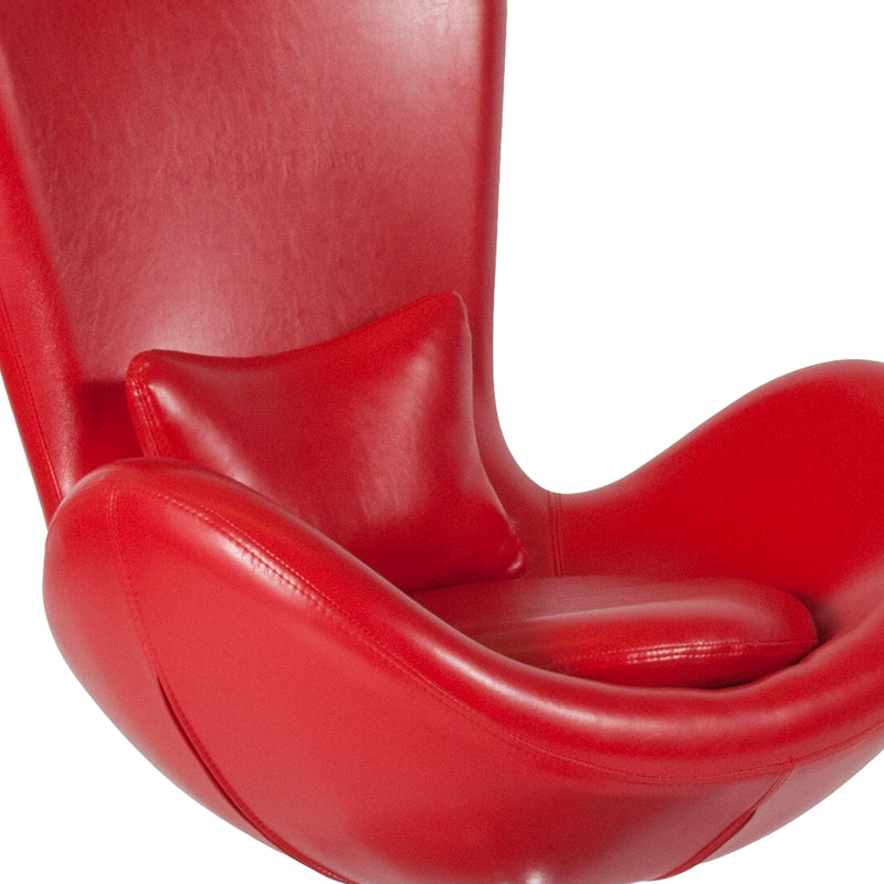 Egg Series Red LeatherSoft Side Reception Chair