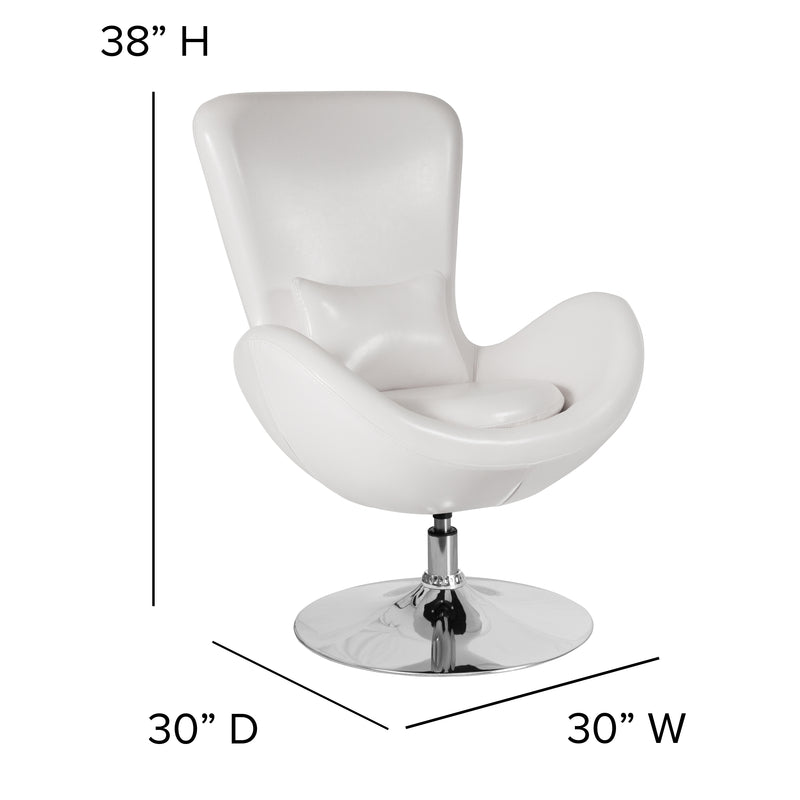 Egg Series White LeatherSoft Side Reception Chair