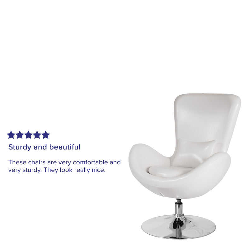 Egg Series White LeatherSoft Side Reception Chair