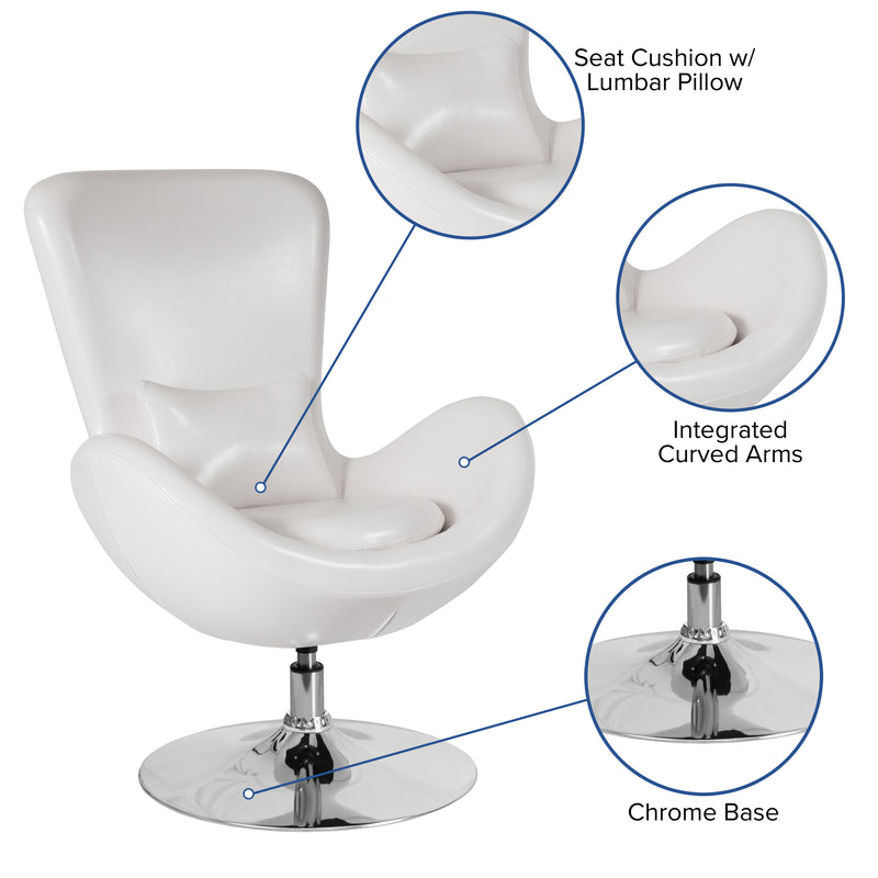 Egg Series White LeatherSoft Side Reception Chair