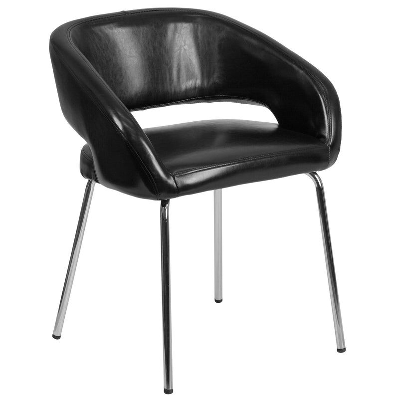 Fusion Series Contemporary Black LeatherSoft Side Reception Chair