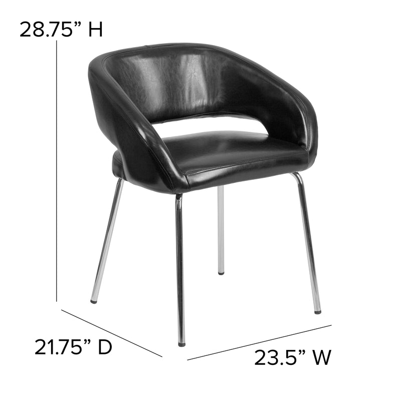 Fusion Series Contemporary Black LeatherSoft Side Reception Chair