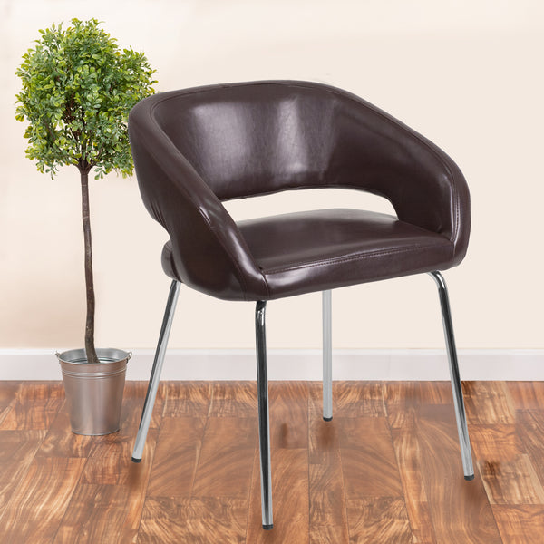 Fusion Series Contemporary Brown LeatherSoft Side Reception Chair