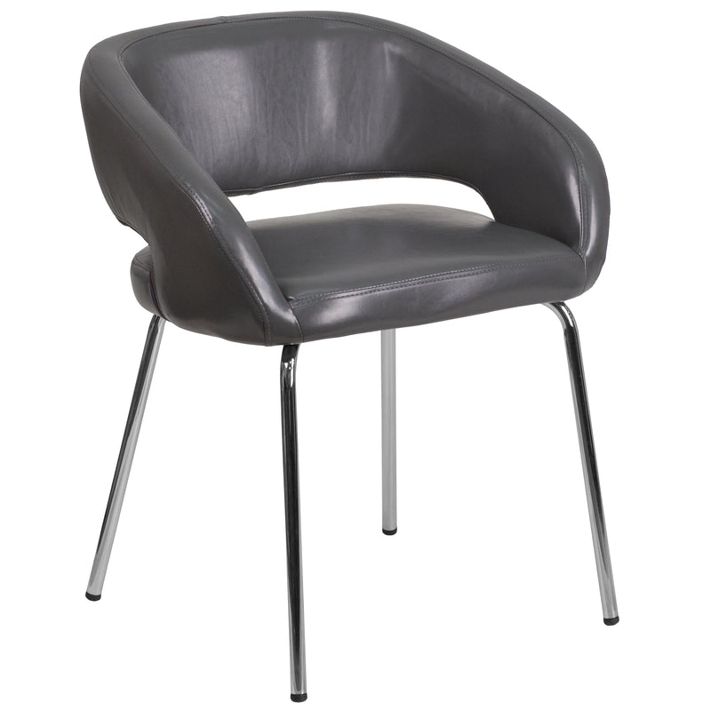 Fusion Series Contemporary Gray LeatherSoft Side Reception Chair