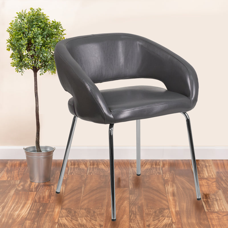 Fusion Series Contemporary Gray LeatherSoft Side Reception Chair