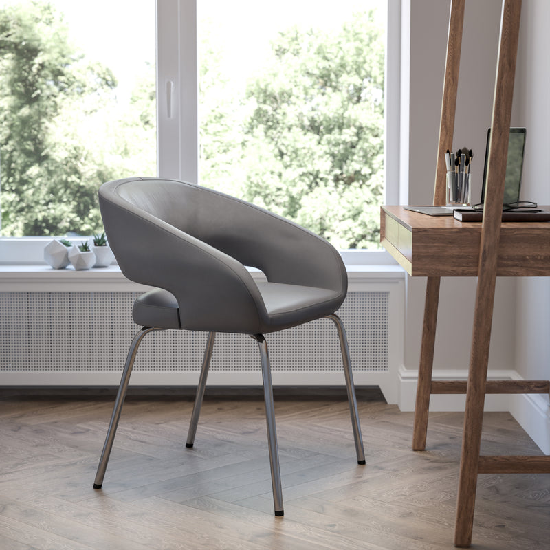 Fusion Series Contemporary Gray LeatherSoft Side Reception Chair