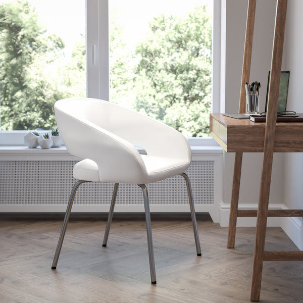 Fusion Series Contemporary White LeatherSoft Side Reception Chair