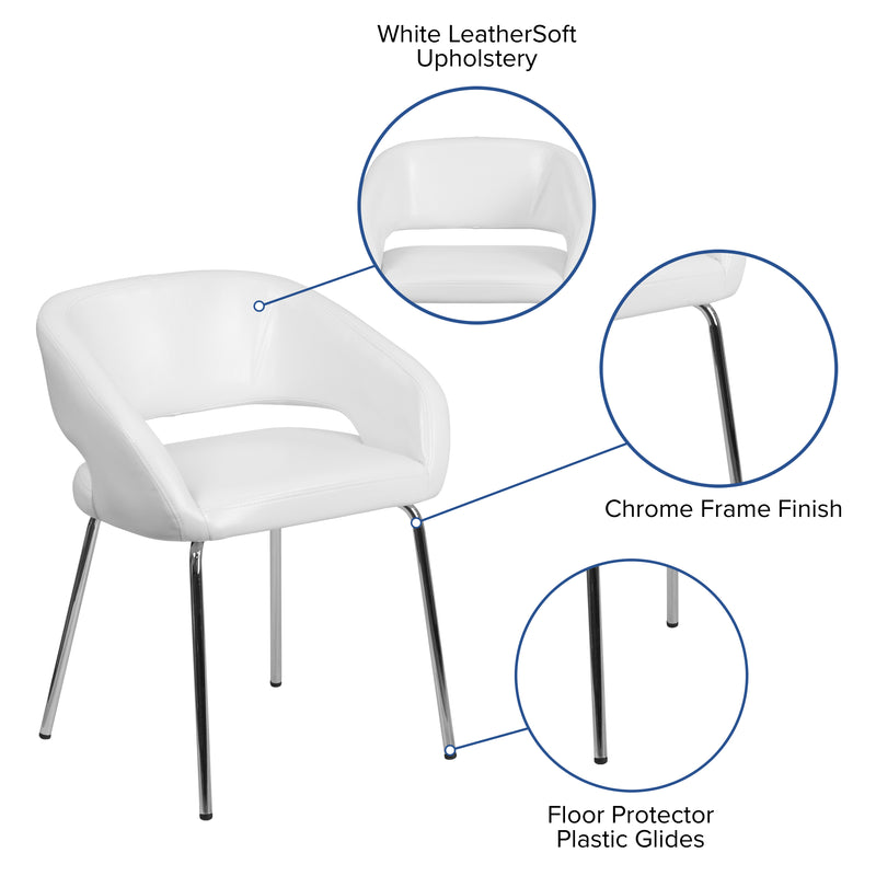 Fusion Series Contemporary White LeatherSoft Side Reception Chair