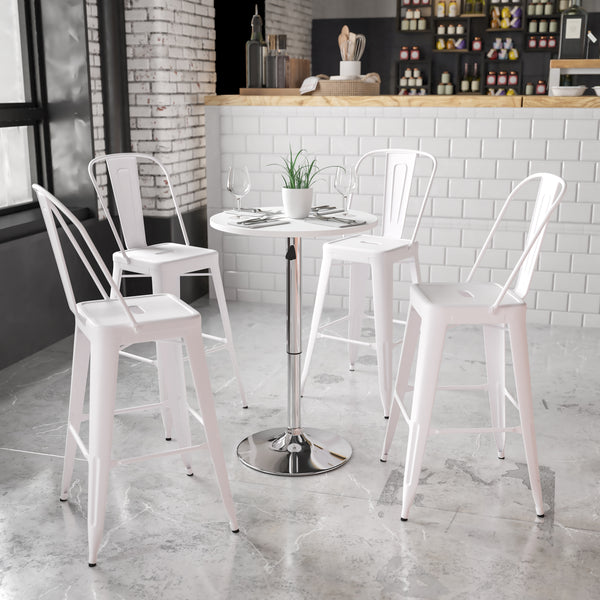 23.75'' Round Adjustable Height White Wood Table (Adjustable Range 26.25'' - 35.75'')