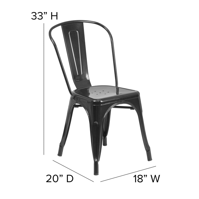 Commercial Grade Black Metal Indoor-Outdoor Stackable Chair