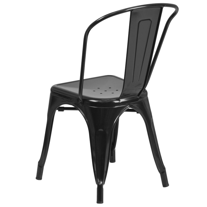 Commercial Grade Black Metal Indoor-Outdoor Stackable Chair