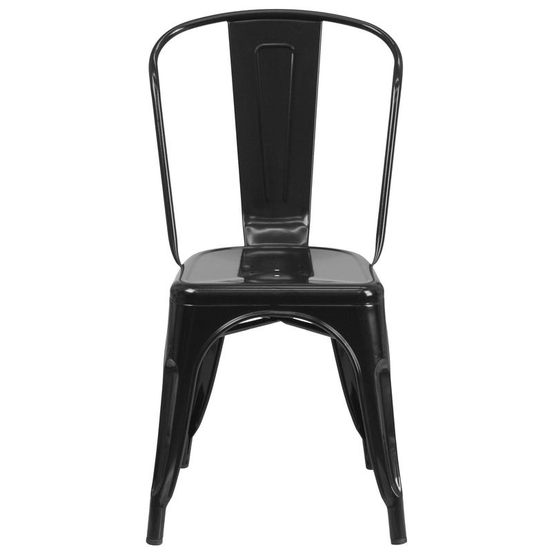 Commercial Grade Black Metal Indoor-Outdoor Stackable Chair