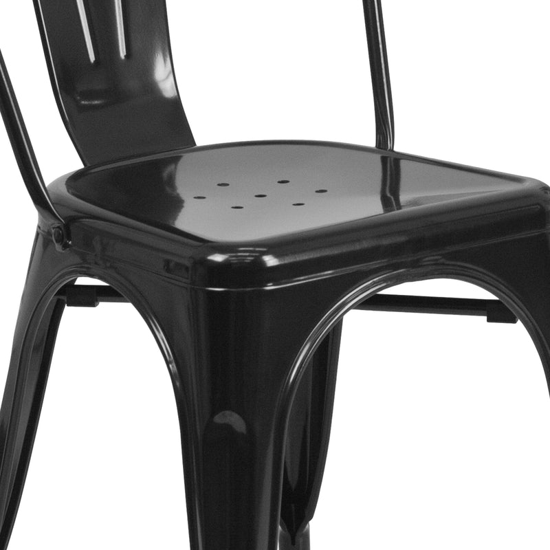 Commercial Grade Black Metal Indoor-Outdoor Stackable Chair