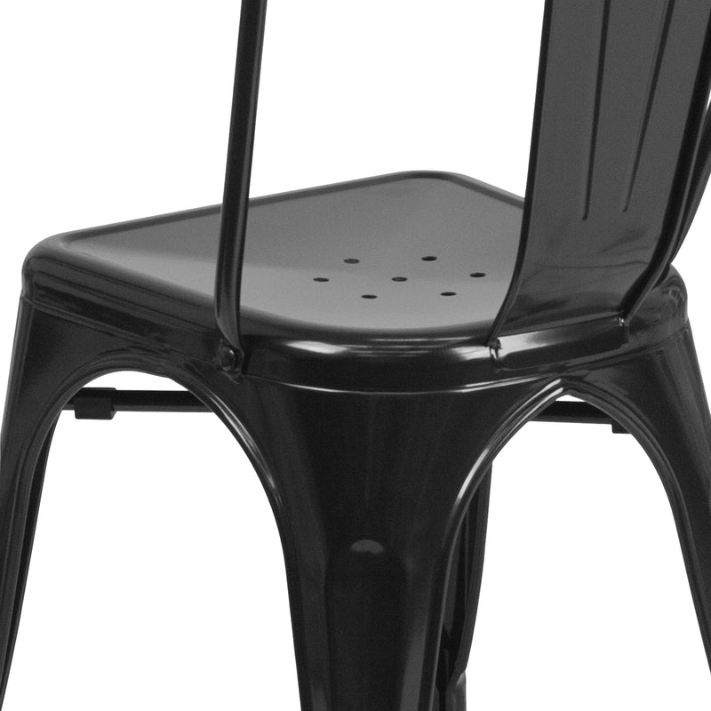 Commercial Grade Black Metal Indoor-Outdoor Stackable Chair