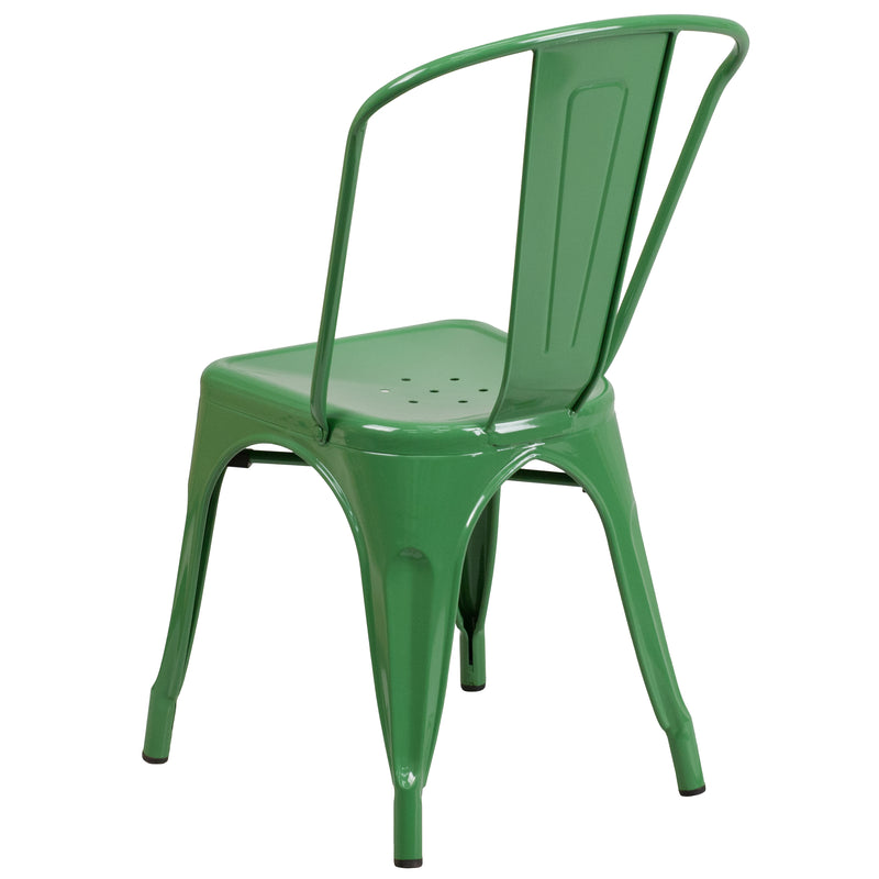 Commercial Grade Green Metal Indoor-Outdoor Stackable Chair