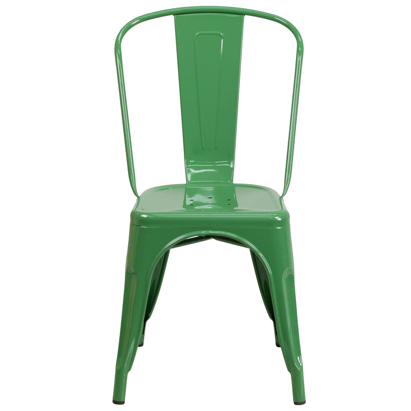 Commercial Grade Green Metal Indoor-Outdoor Stackable Chair