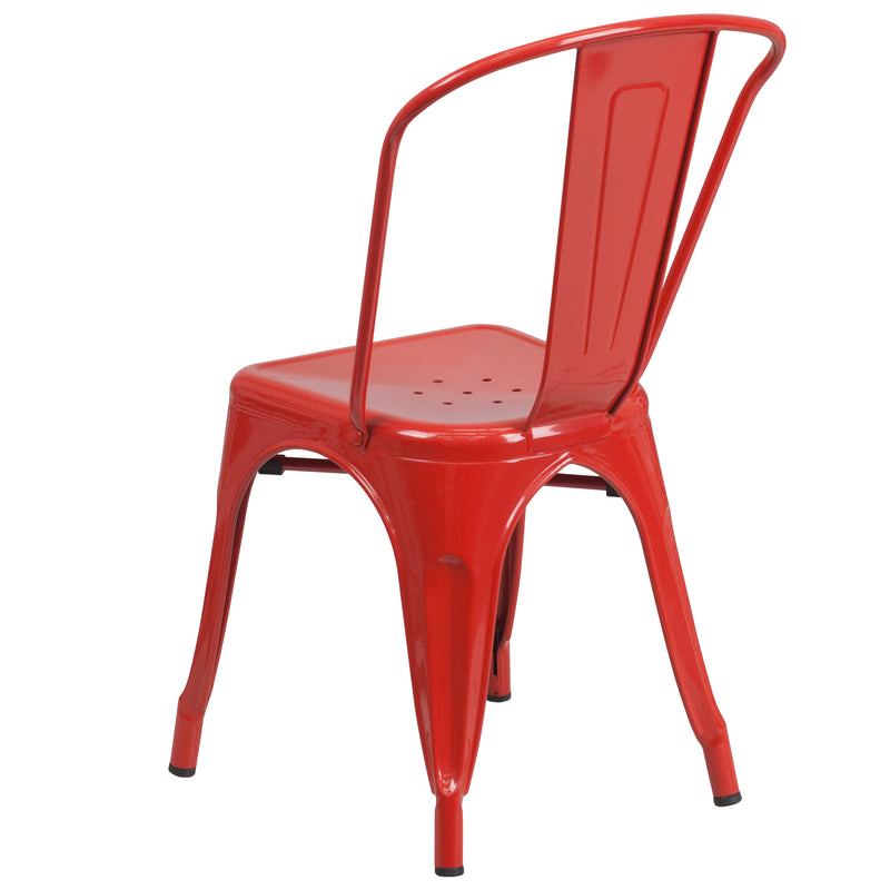 Commercial Grade Red Metal Indoor-Outdoor Stackable Chair