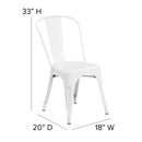 Commercial Grade White Metal Indoor-Outdoor Stackable Chair