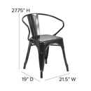 Commercial Grade Black Metal Indoor-Outdoor Chair with Arms