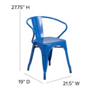 Commercial Grade Blue Metal Indoor-Outdoor Chair with Arms