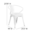 Commercial Grade White Metal Indoor-Outdoor Chair with Arms