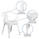 Commercial Grade White Metal Indoor-Outdoor Chair with Arms