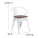 White Metal Chair with Wood Seat and Arms