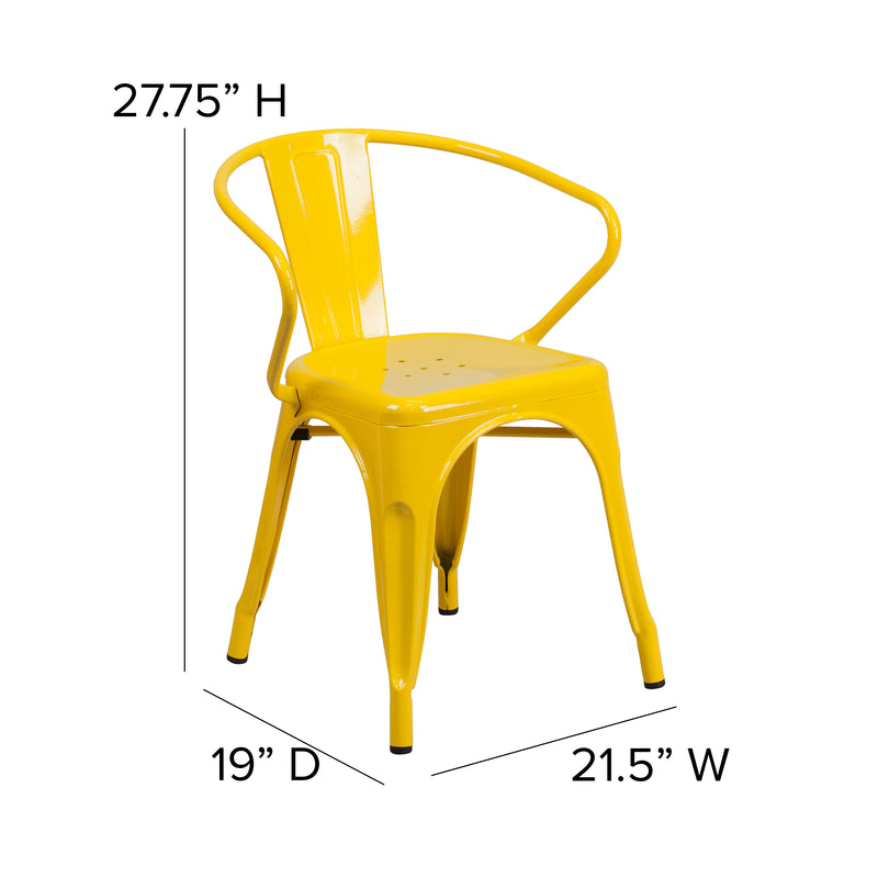 Commercial Grade Yellow Metal Indoor-Outdoor Chair with Arms