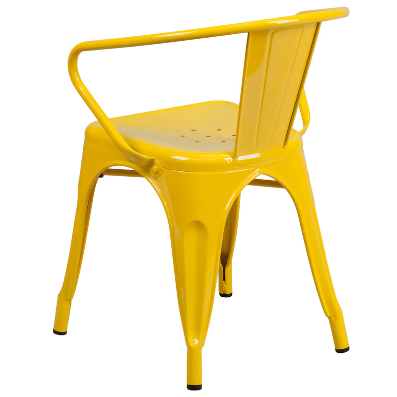 Commercial Grade Yellow Metal Indoor-Outdoor Chair with Arms