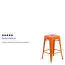Commercial Grade 24" High Backless Orange Metal Indoor-Outdoor Counter Height Stool with Square Seat
