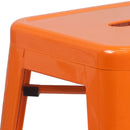 Commercial Grade 24" High Backless Orange Metal Indoor-Outdoor Counter Height Stool with Square Seat