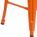 Commercial Grade 24" High Backless Orange Metal Indoor-Outdoor Counter Height Stool with Square Seat