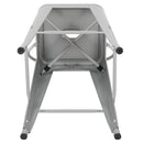 Commercial Grade 24" High Silver Metal Indoor-Outdoor Counter Height Stool with Removable Back