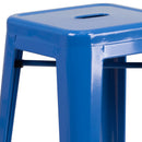 Commercial Grade 30" High Backless Blue Metal Indoor-Outdoor Barstool with Square Seat