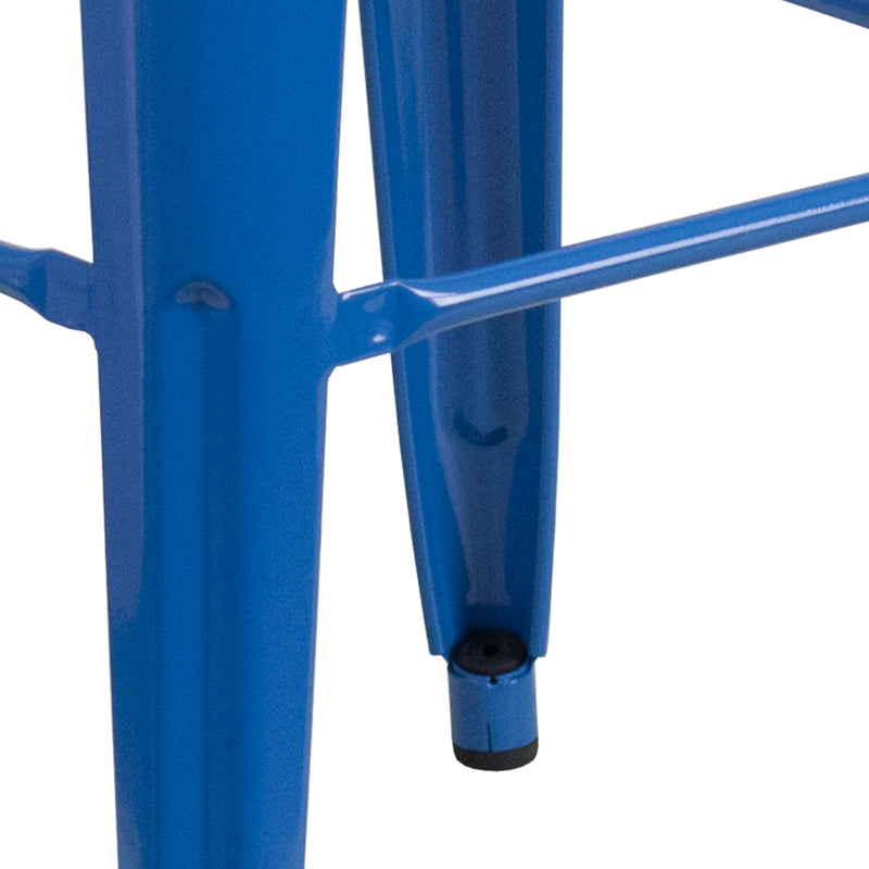 Commercial Grade 30" High Backless Blue Metal Indoor-Outdoor Barstool with Square Seat