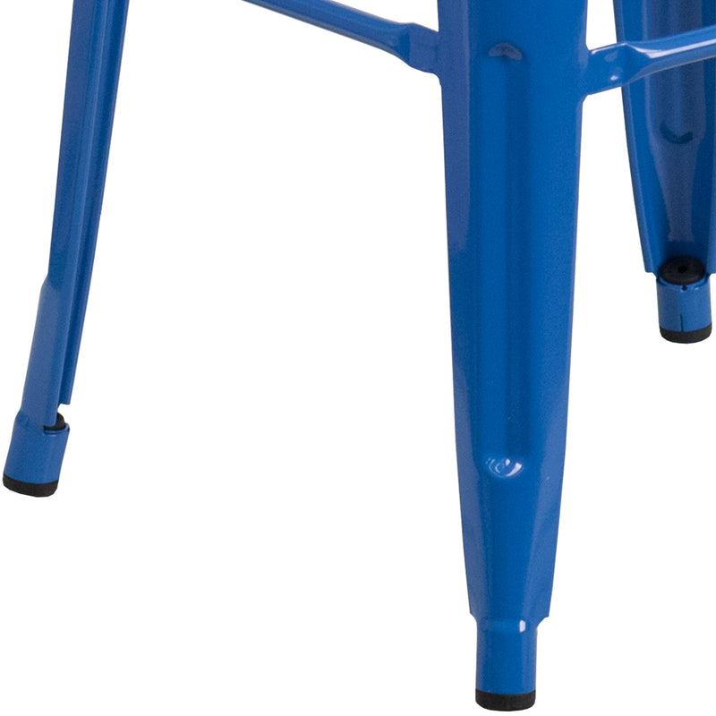 Commercial Grade 30" High Backless Blue Metal Indoor-Outdoor Barstool with Square Seat