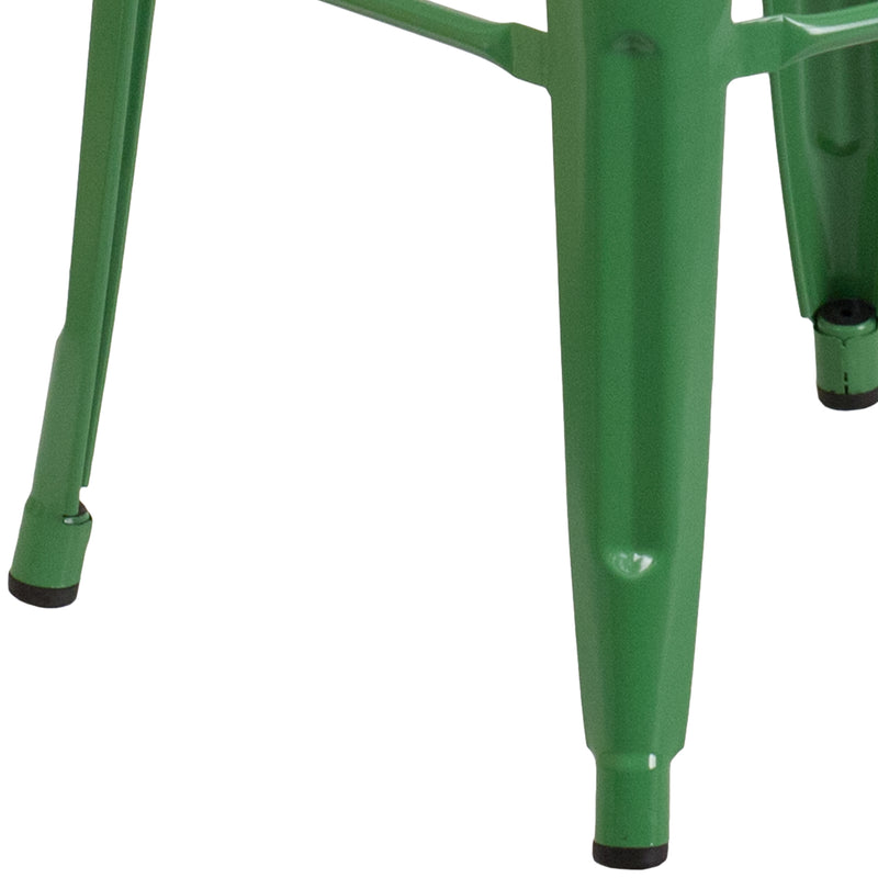 Commercial Grade 30" High Backless Green Metal Indoor-Outdoor Barstool with Square Seat