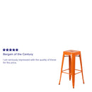 Commercial Grade 30" High Backless Orange Metal Indoor-Outdoor Barstool with Square Seat