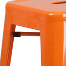 Commercial Grade 30" High Backless Orange Metal Indoor-Outdoor Barstool with Square Seat