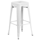 Commercial Grade 30" High Backless White Metal Indoor-Outdoor Barstool with Square Seat
