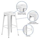 Commercial Grade 30" High Backless White Metal Indoor-Outdoor Barstool with Square Seat