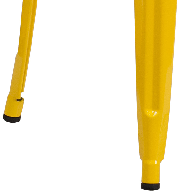 Commercial Grade 30" High Backless Yellow Metal Indoor-Outdoor Barstool with Square Seat