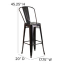 Commercial Grade 30" High Black-Antique Gold Metal Indoor-Outdoor Barstool with Removable Back