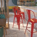 Commercial Grade 30" High Red Metal Indoor-Outdoor Barstool with Removable Back